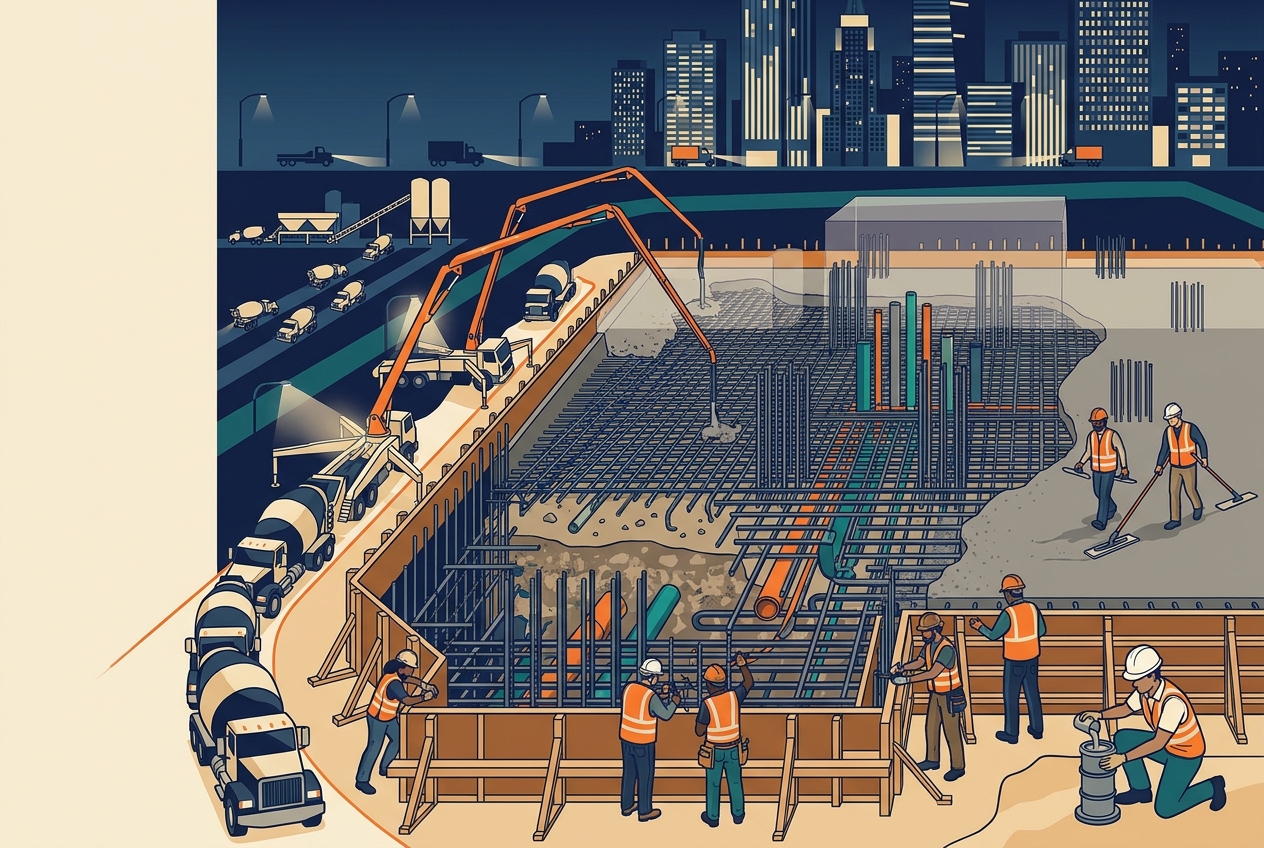 The 3 a.m. Concrete Pour — panel art