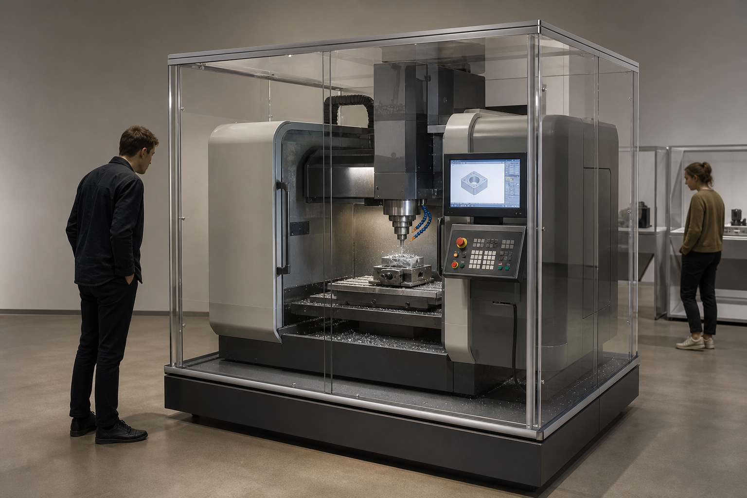 CNC mill under glass