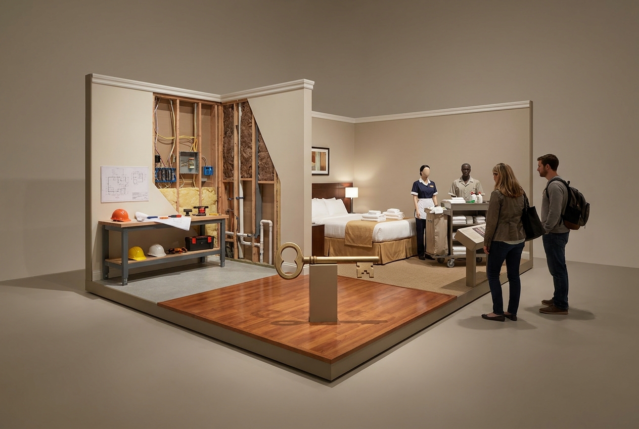 Hotel room mock-up and key