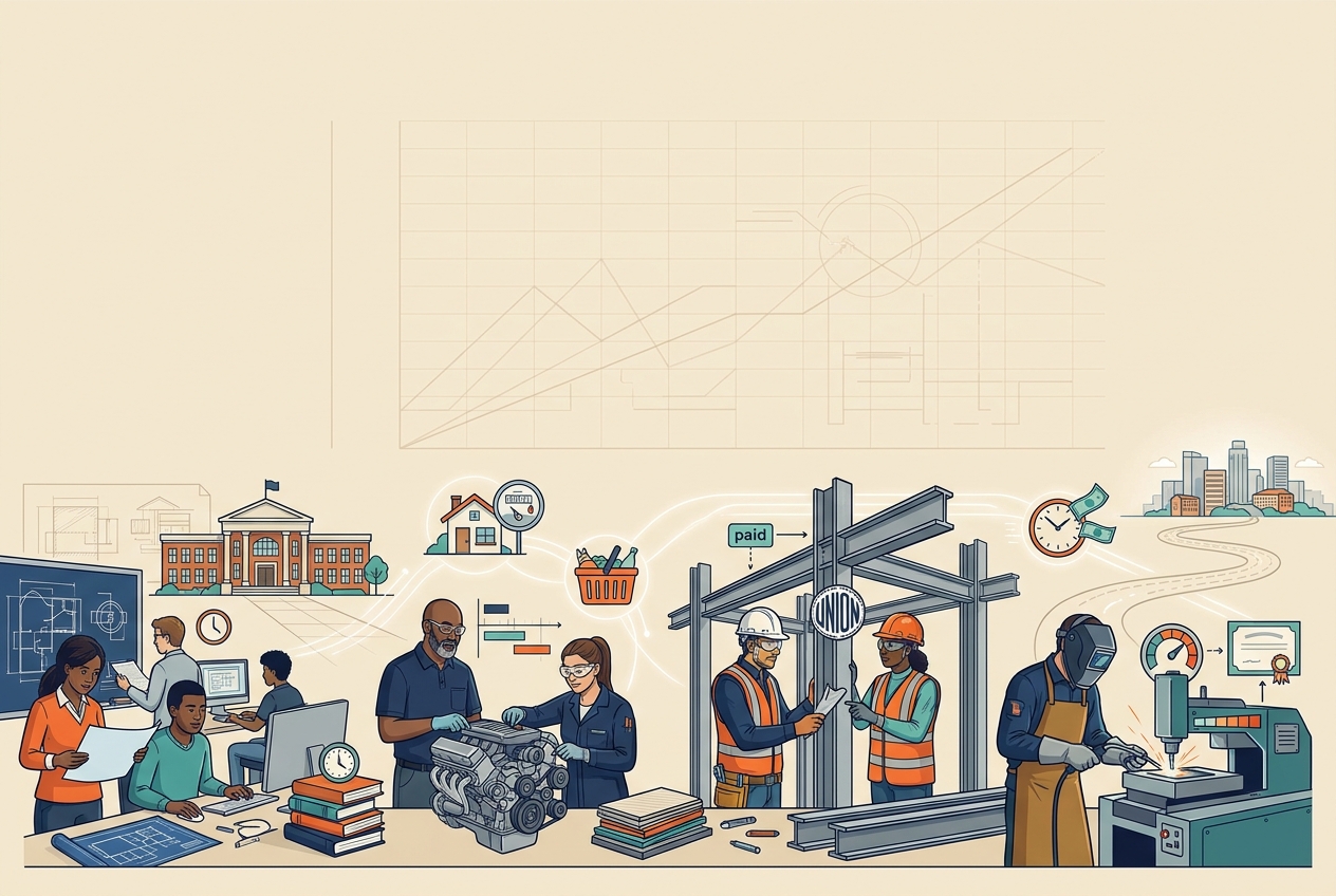 Degree vs Credential: The Cost — panel art