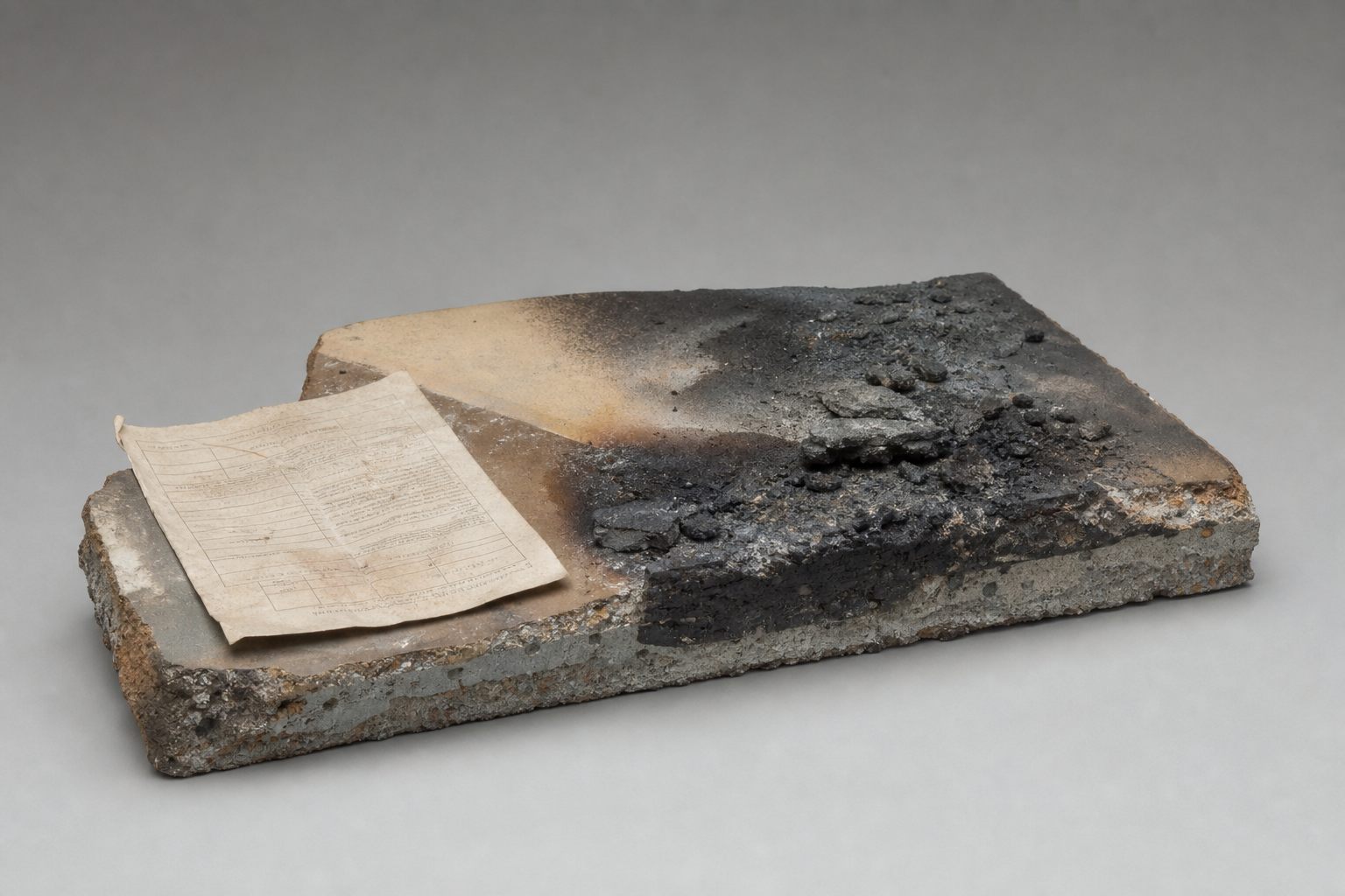 Burned floor sample